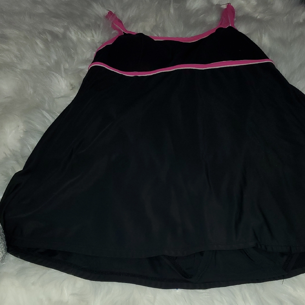 Womens One Piece Black And Pink Swimsuit. Slim Fit.